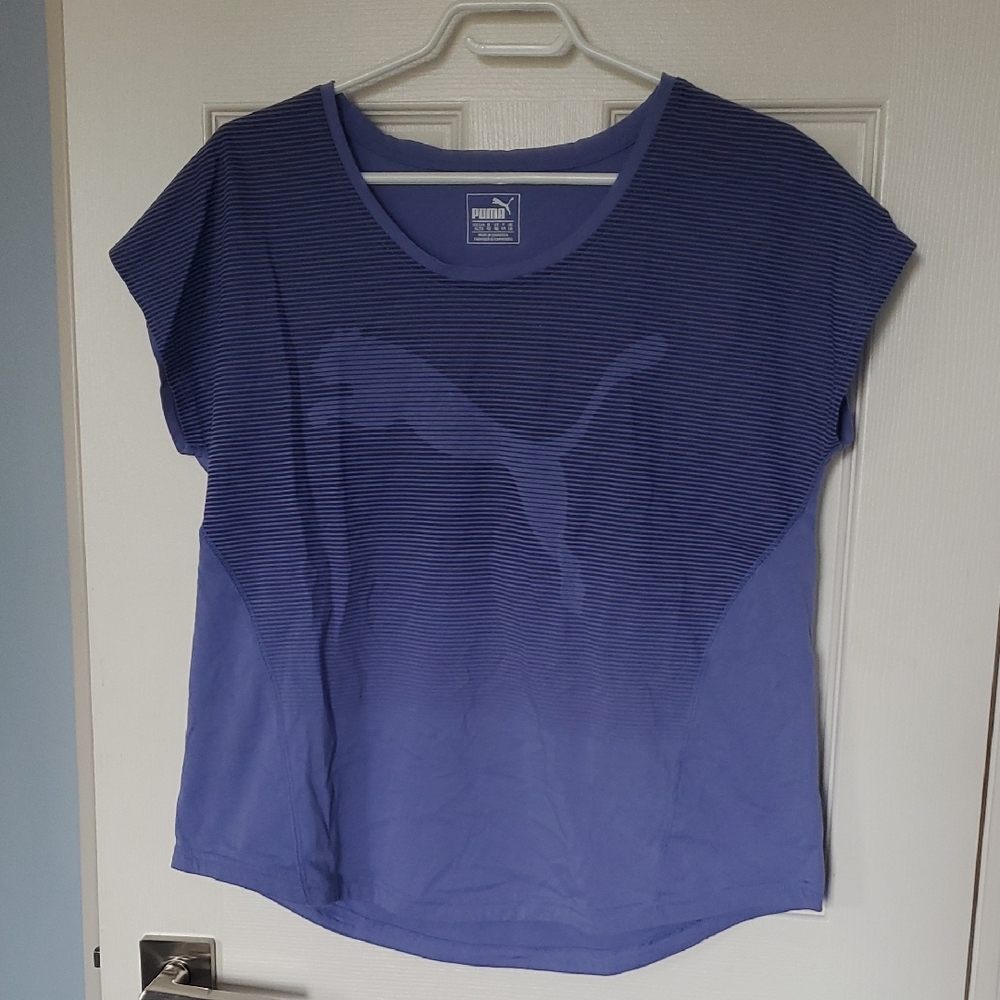 Puma Women's Blue Striped Top